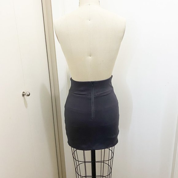 Talula Stretch Band Mini Skirt with Zip Grey Blue Charcoal 4 - Picture 10 of 10